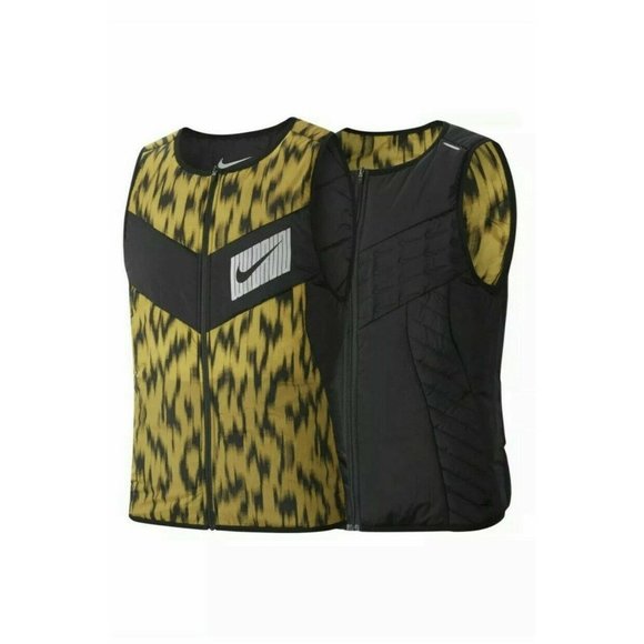 Nike CU6058-010 AeroLayer Wild Run Reversible  Gilet Vest Black/Yellow ( L ) - Picture 1 of 3